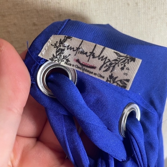 Free People Sensual Satin Corset Back Cami in Blue Sz. Small - Picture 9 of 10